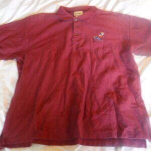 Walt Disney Worls Maroon Pluto Embroidered polo Shirt Mens Size XL Pre Owned